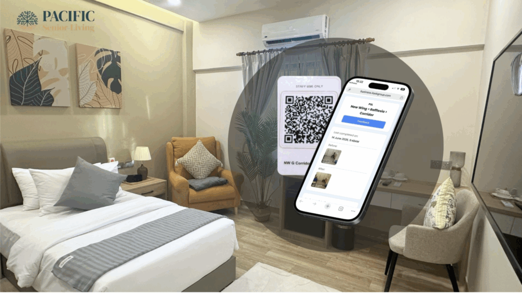QR code cleaning task tracking system at Pacific Senior Living